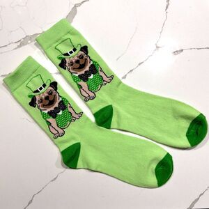Pugs Dog Green Fashion Socks Shamrock St Patrick’s Day